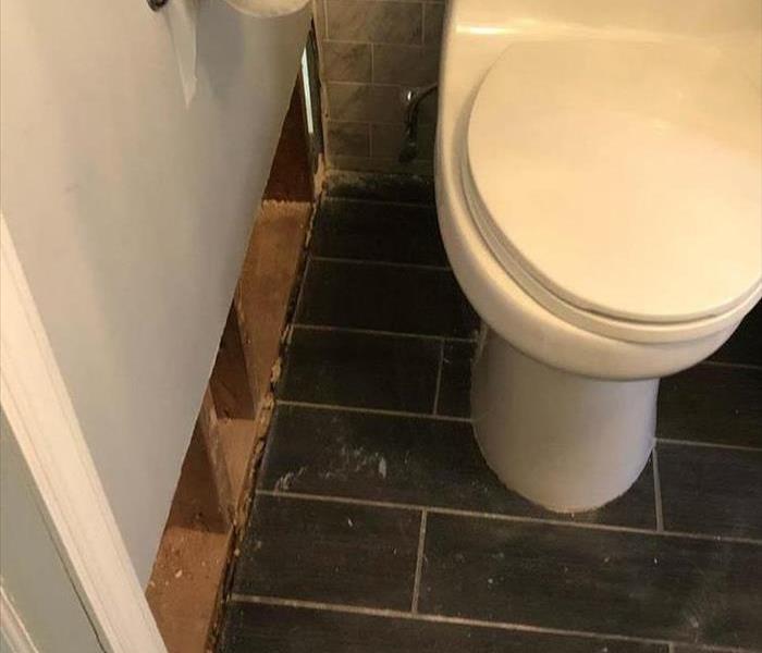 Flood cuts in bathroom.